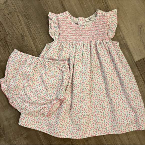 Kissy Kissy Pima Cotton Smocked Bubble Dress & Bloomer Set 0–3M Floral - Picture 12 of 15